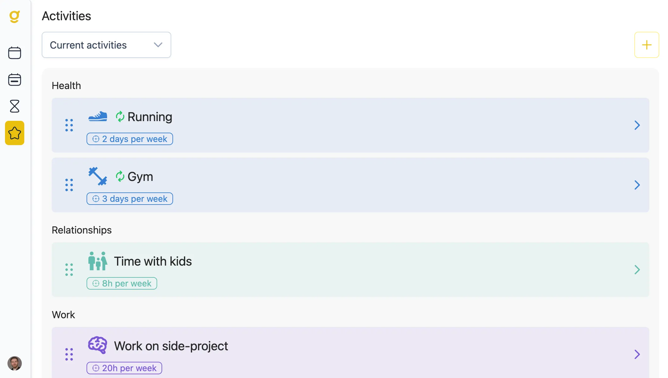 Screenshot of Activity Page