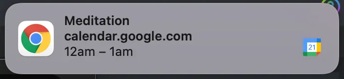 Google Calendar Meditation Notification