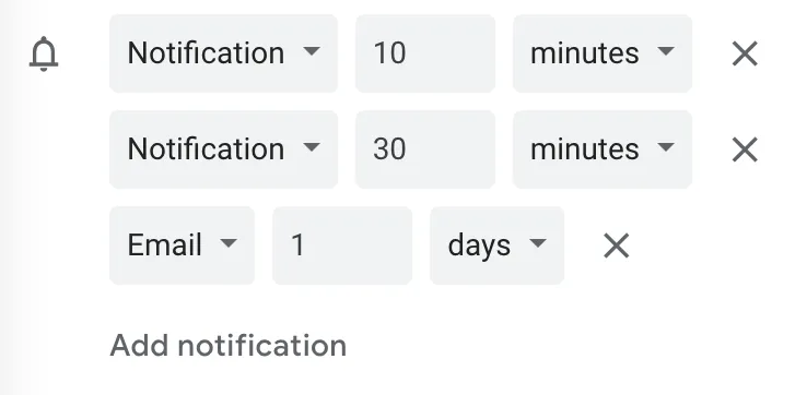 Google Calendar Notification Example